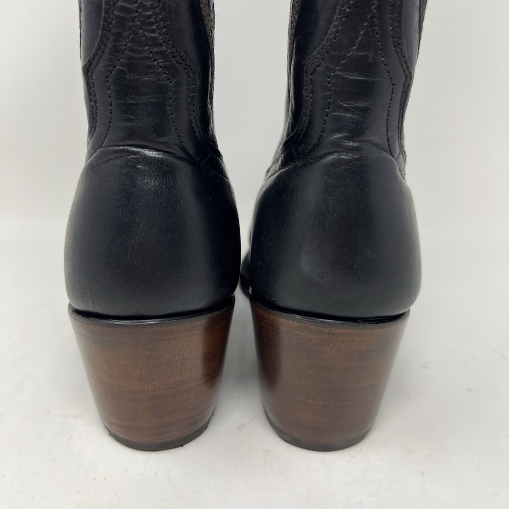 SHAYANNE High Desert Tall Western Boots Women's Size 8 Black Leather Snip Toe - Picture 10 of 12